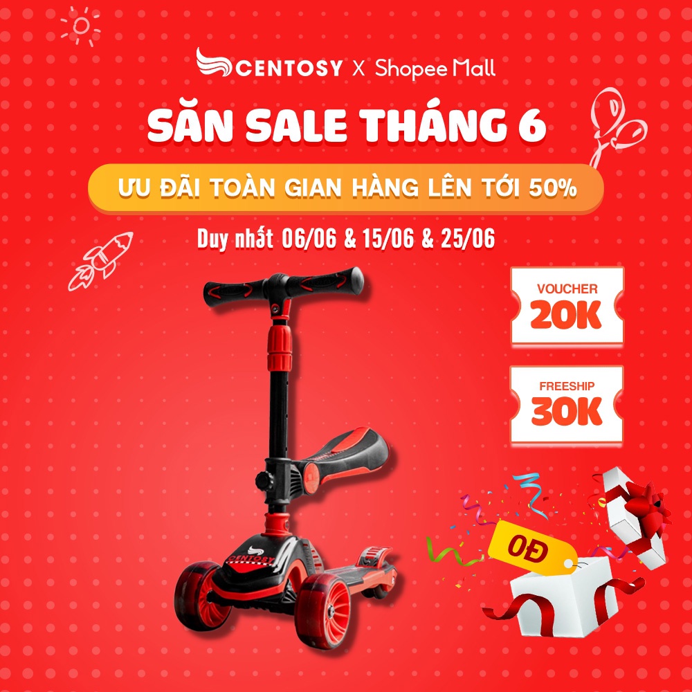 Xe Scooter Trẻ Em Cao Cấp - Centosy Scooter S6 - Bánh Đèn Phát Sáng, Form Chắc Chắn
