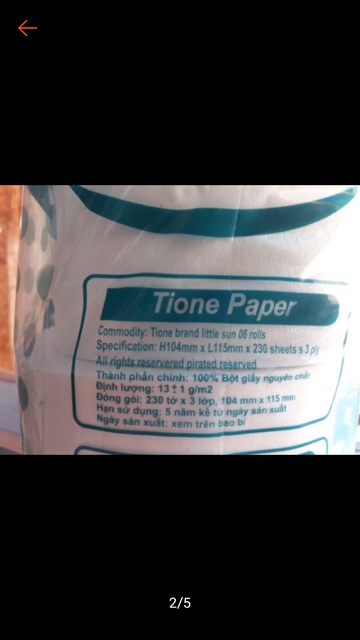 Giấy cuộn Tione 1 lốc 6 cuộn 620g có lõi