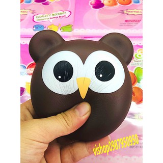 Squishy Bánh Mặt Cú Mèo Nâu