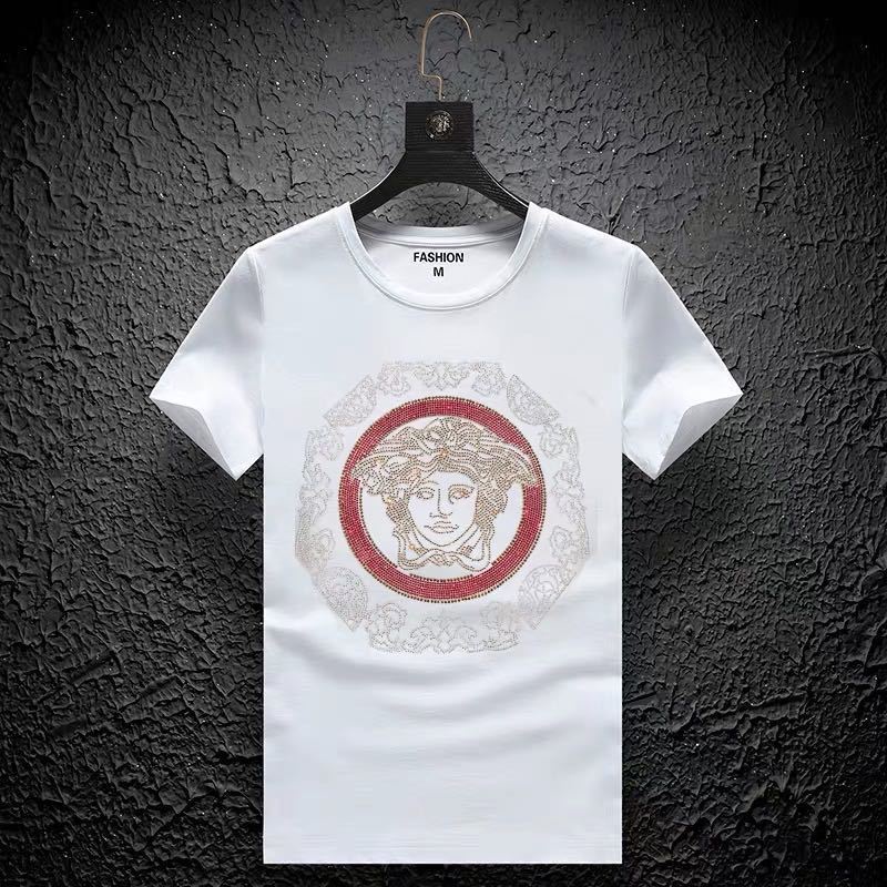 Versace Lengan Pendek lelaki Áo thun lelaki Thời Trang Nam Tay Ngắn Áo Cổ Tròn Nam Áo Sơ Mi Hàn Quốc Slim Mùa Hè Áo