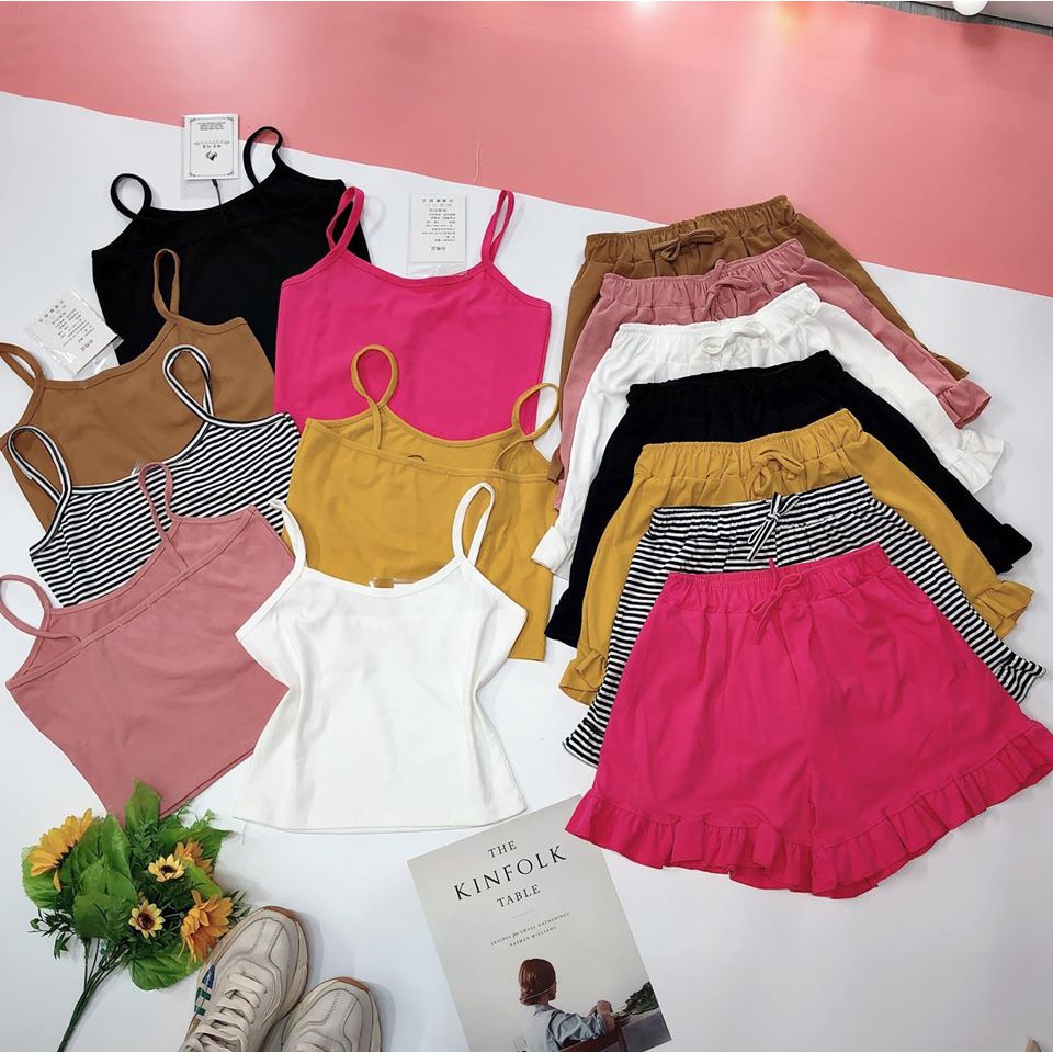 [Mã WARN10 giảm 10k đơn 99k] Bộ cộc 2 dây croptop + quần viền siêu đẹp (ảnh, video thật) | BigBuy360 - bigbuy360.vn