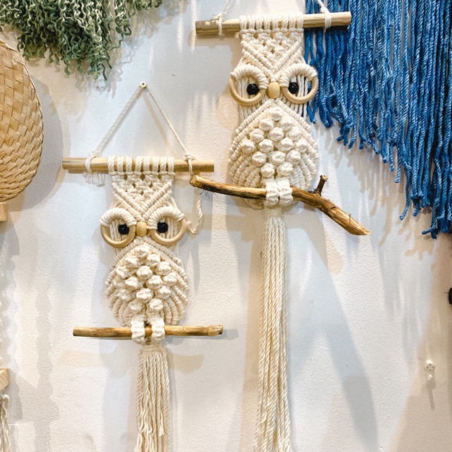 Cú mèo macrame trang trí