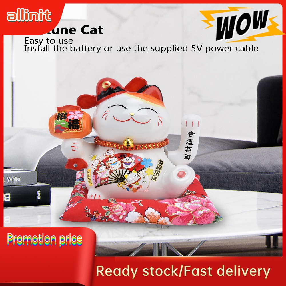 【Hàng HOT】Allinit Đồ Chơi Mèo Thần Tài 5v Dễ Thương Để Bàn Trang Trí Mèo thần tài, mèo may mắn Thiên khách vạn lai vẫy tay Mèo thần tài vẫy tay kèm đệm Mèo thần tài may mắn vẫy tay Chiêu tài, chiêu lộc