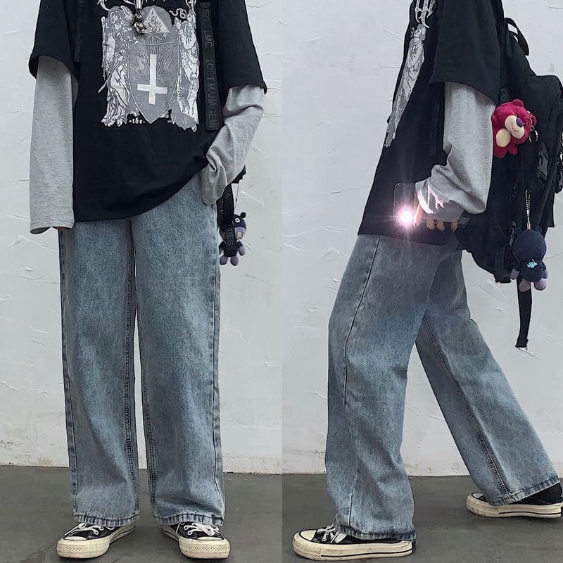 Quần jean suông ống rộng nam nữ - quần bò rộng cạp cao , hottrend 2022-Q4