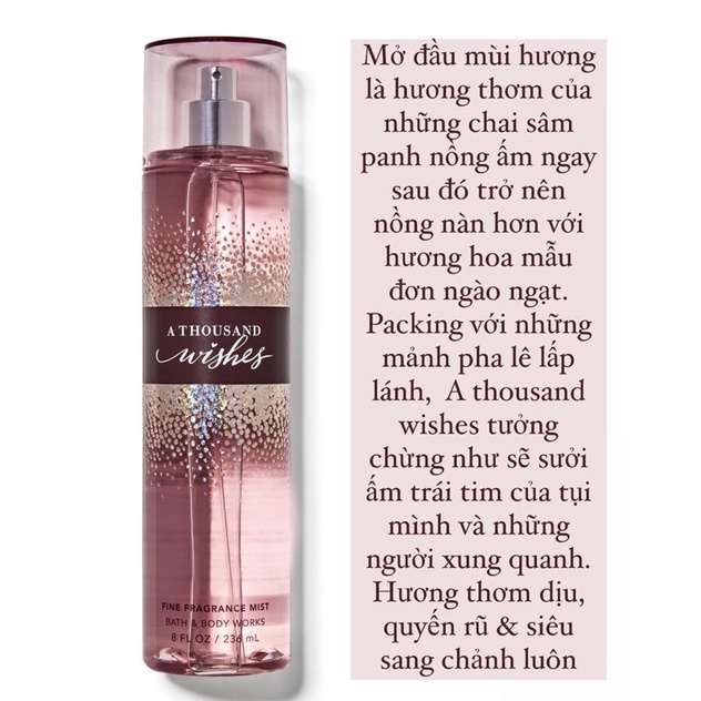 xịt thơm bodymist a thousand wishes