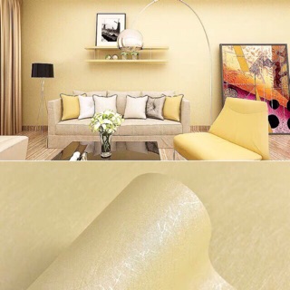 10m giấy dán tường màu vàng 3D sẵn keo siêu đẹp