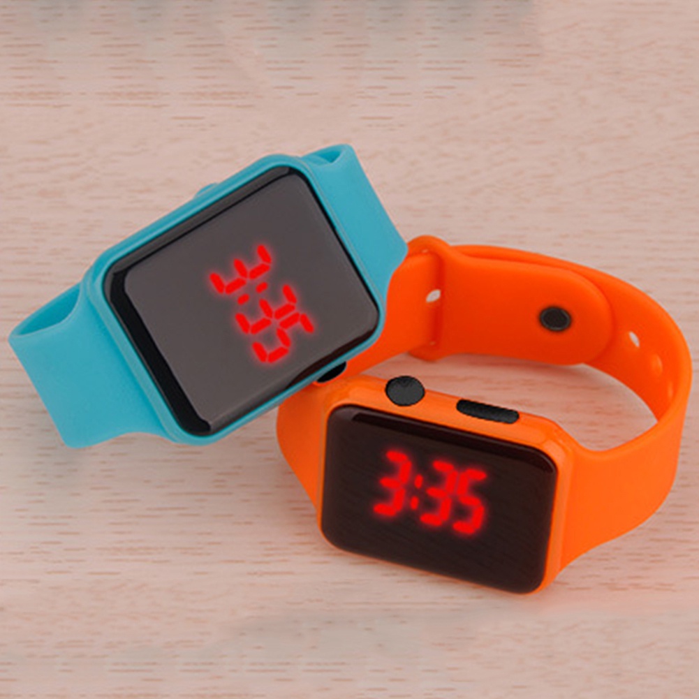 Đồng Hồ Đeo Tay Bằng Nhựa Có Đèn Led Kỹ Thuật Số Hình Chữ Nhật Dành Cho Nam Và Nữ