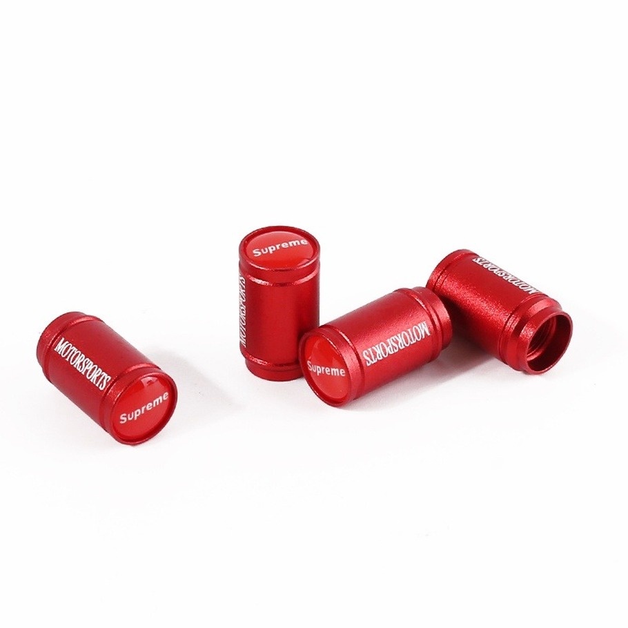 Set 4 Nắp Van Bánh Xe Hơi/Xe Máy In Chữ Supreme Bằng Hợp Kim Nhôm