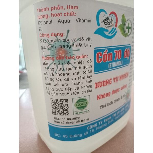 Cồn 70 độ  hưong tự nhiên cal 5 lít