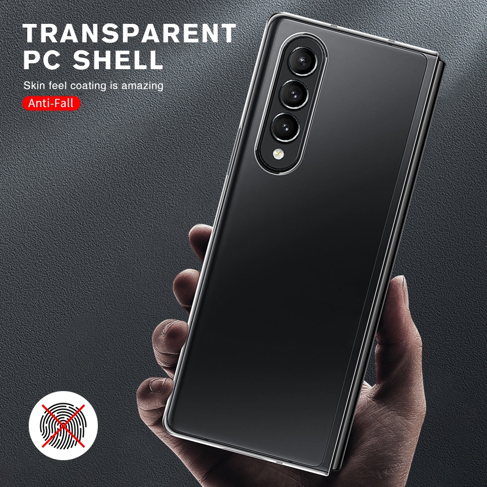 Bao Da Điện Thoại PC Cứng Trong Suốt Dạng Gập 3 Mặt Trước Nắp Gập Cho Samsung Galaxy Z flip 5 flip5 4 Z Fold4