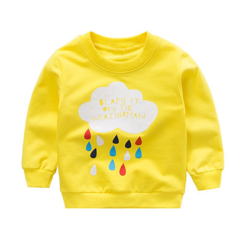 Áo sweatshirt tay dài vải cotton cổ tròn dễ thương dành cho bé
