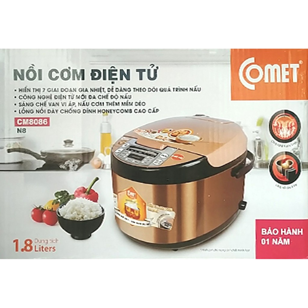 Nồi Cơm Điện Tử 1.8 Lít Comet CM8086N8
