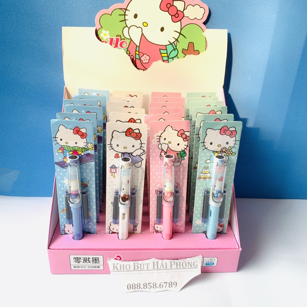 Bút máy hello kittty dạng vỉ ( 1 bút + 2 ống mực )