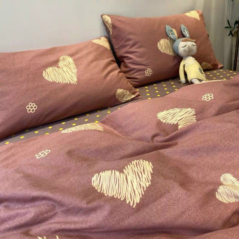 Bộ cotton poly Tim Hồng Đất Chấm Bi ( Tim Sweet)