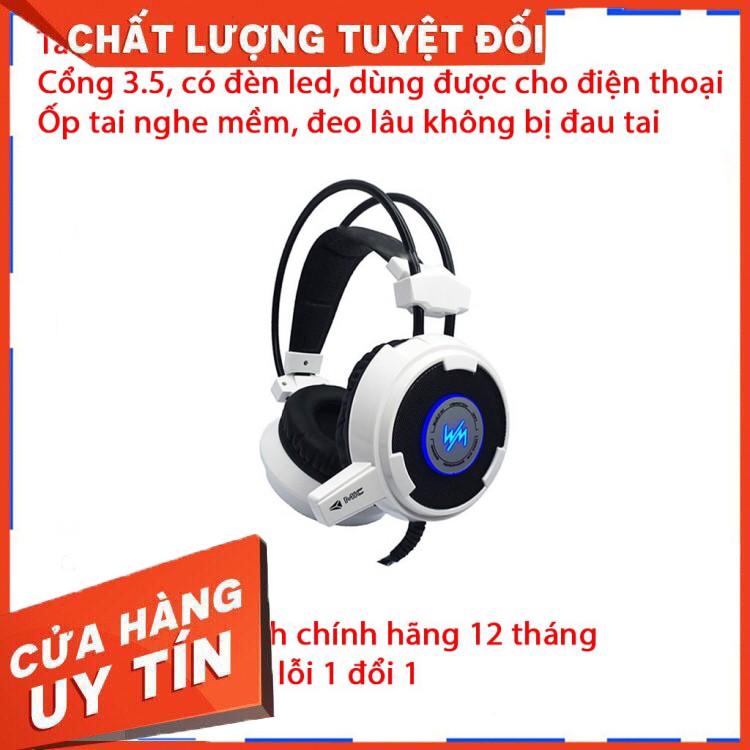 HÀNG CAO CẤP -  Tai nghe GAMING Wangming 8900L - Màu đỏ, trắng - Jax 3.5 dùng được cho điện thoại - Bảo hành 12 tháng  -