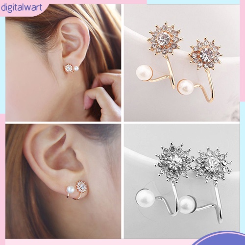 Đôi khuyên tai hình bông tuyết đính hạt ngọc trai sang trọng cho nữ