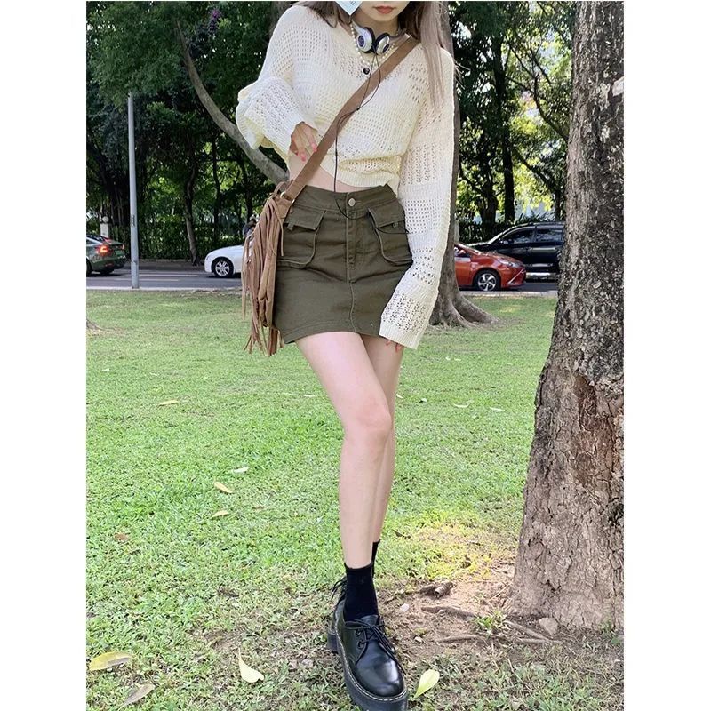 ♧✐☁Set Đồ Gồm Áo Len Dài Tay Và Chân Váy Thời Trang Mùa Hè Phong Cách Pháp Mới