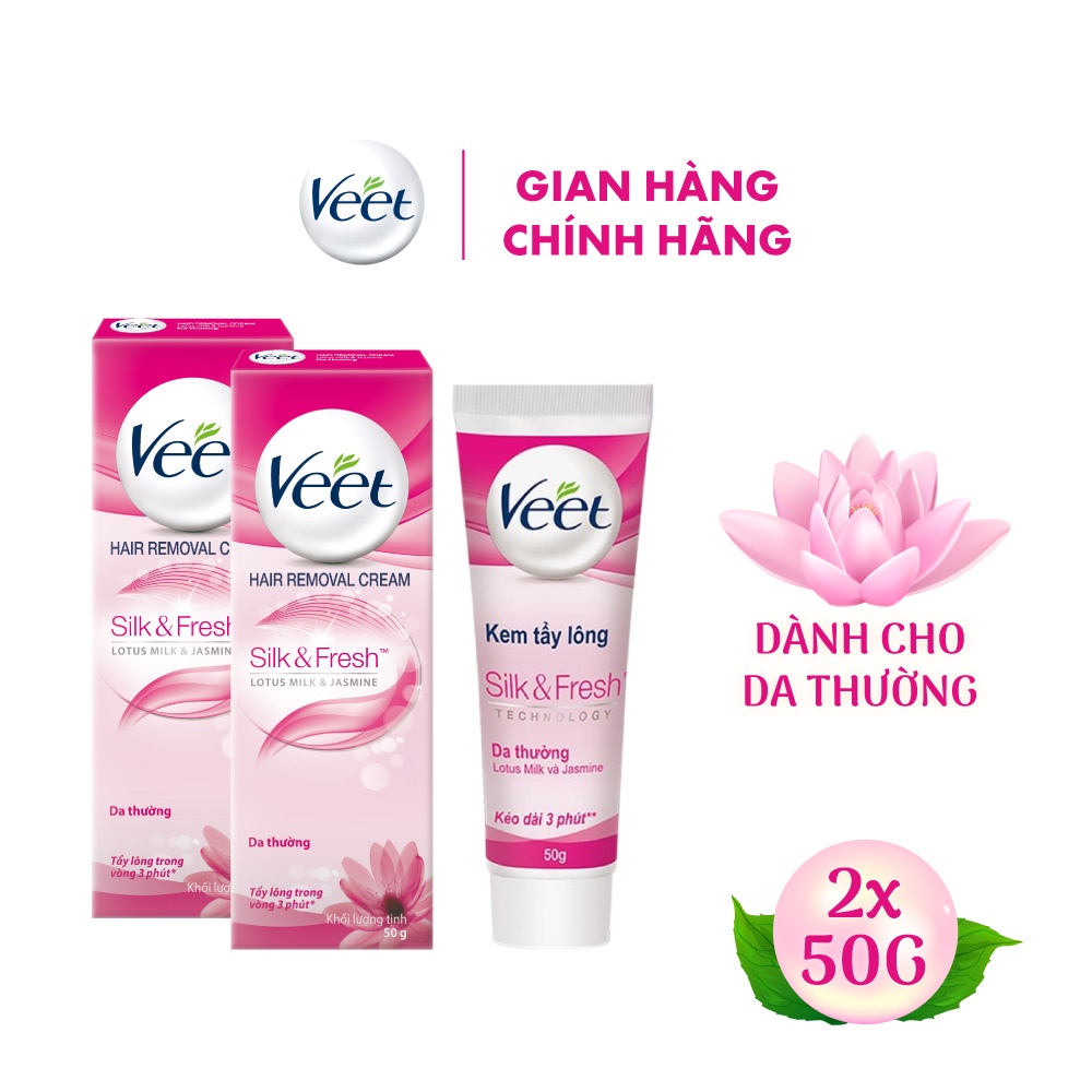 Combo 2 Kem tẩy lông cho da thường Veet Silk Fresh 50g/tuýp