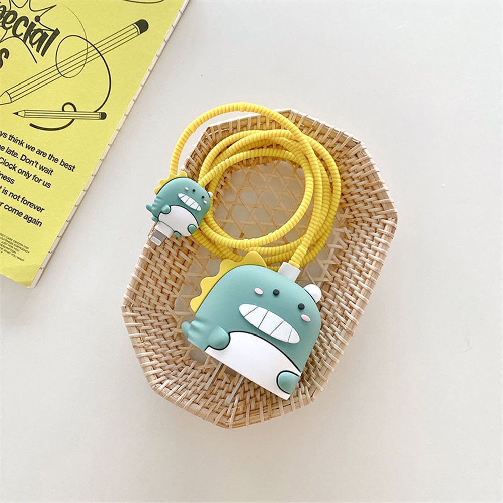 Bộ Phụ Kiện Bảo Vệ Đầu Sạc + Hộp Sạc + Dây Cáp Hình Hoạt Hình Dễ Thương Dành Cho 20W