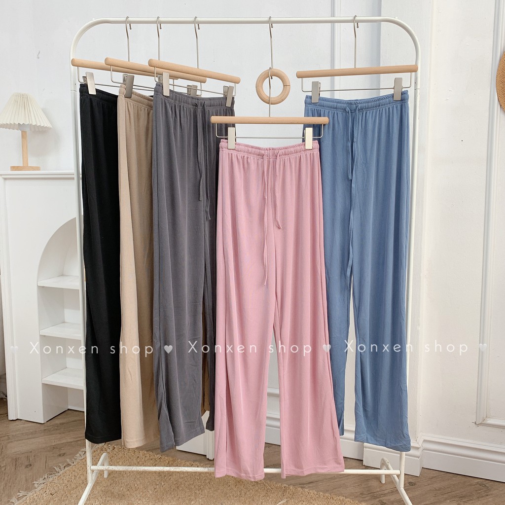 Quần dài nữ quần thun ống rộng chuẩn form chất thun gân mịn XONXEN SHOP freesize mã 1615
