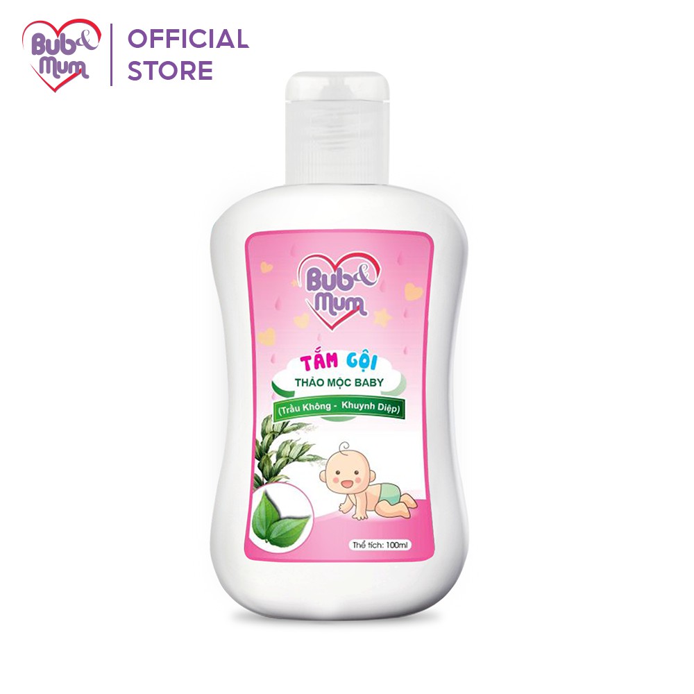 Tắm gội Thảo mộc Baby Chiết Xuất từ Trầu Không và Tinh Dầu Tràm Trà/ Trà Xanh/ Khuynh Diệp 100ml BuB&MuM