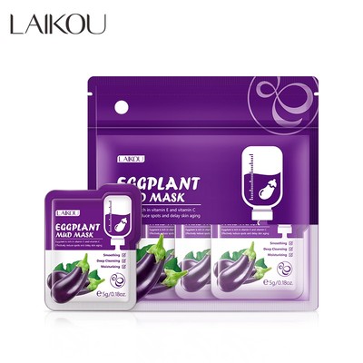 12 Mặt nạ bùn LAIKOU chiết xuất cà tím làm sạch sâu loại bỏ dầu mụn đầu đen chăm sóc da