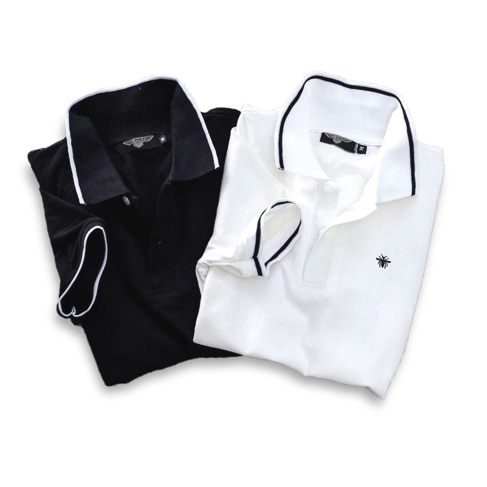 Áo thun nam có cổ polo ngắn tay Hamino màu trắng đen vải thun cotton co giãn form basic cao cấp đẹp VNXK E3