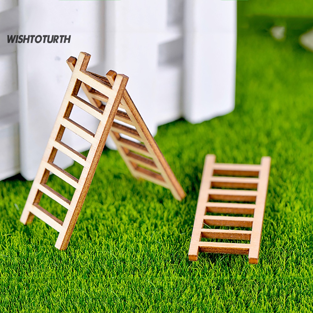 Bộ 3 Thang Gỗ Mini Trang Trí Sân Vườn