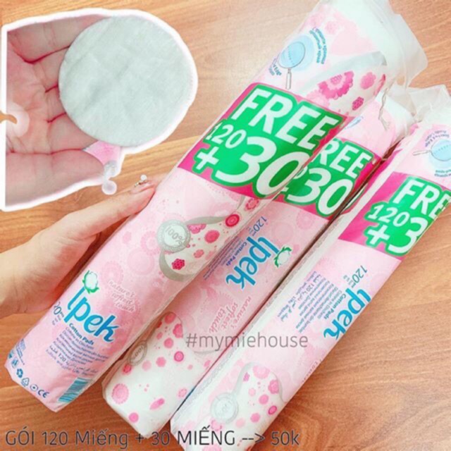 [lLOẠI 150 MIẾNG] BÔNG TẨY TRANG IPEK THỔ NHĨ KỲ 100% COTTON