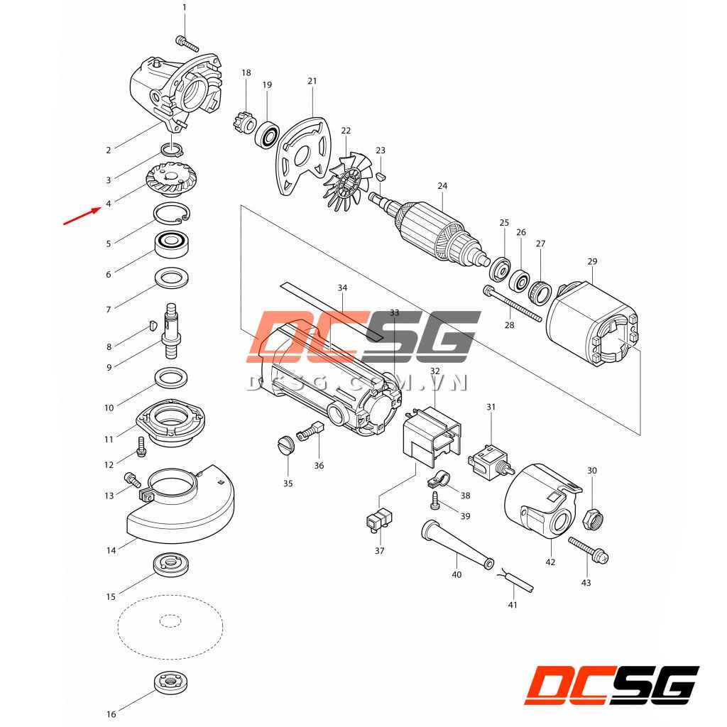 Nhông lớn 35 máy mài góc 9500N/ 9500NB Makita 227424-7 | DCSG