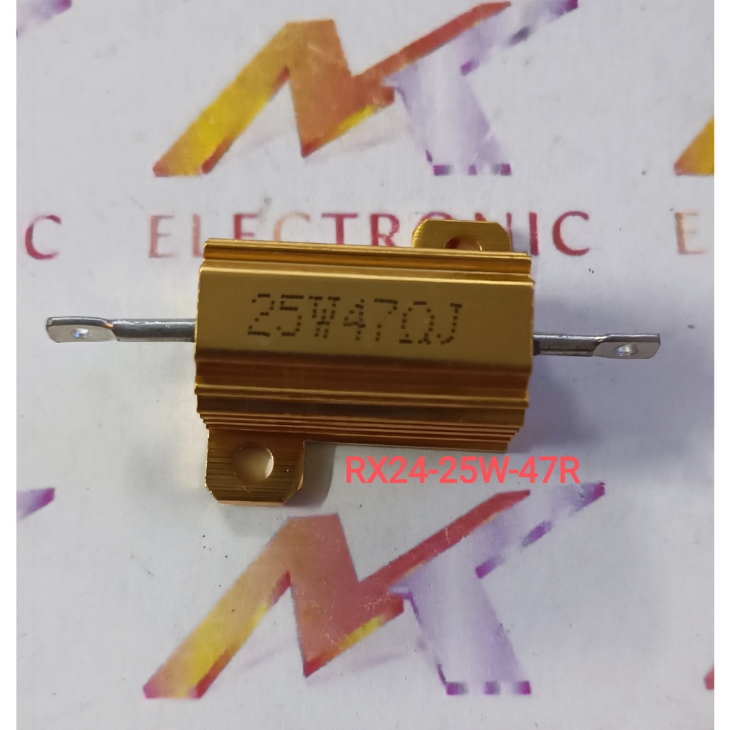 Điện trở vỏ nhôm vàng RX24 25W 47R 47OHM 25W47R (cái)