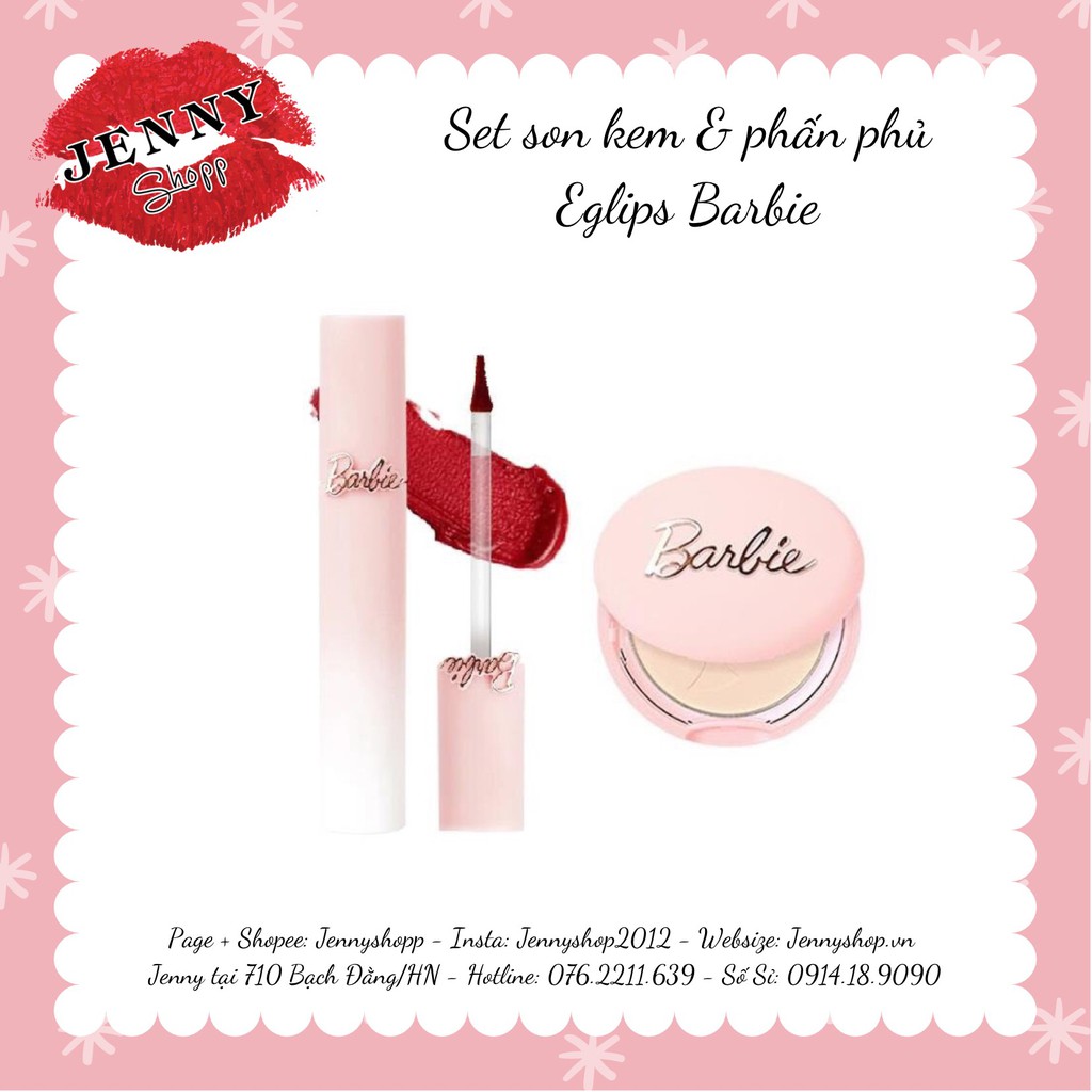 Set Phấn Phủ &amp; Son Kem Eglips Barbie
