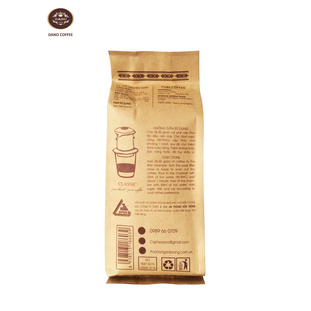 Cà phê nguyên chất Dano Coffee Cà phê Trung cấp Mix Arabica Robusta Culy tỉ lệ 10/45/45 Rang mộc 500gr tại Đắk Nông CC18 | BigBuy360 - bigbuy360.vn