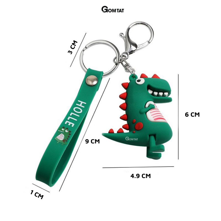 Móc Treo Chìa Khóa Khủng Long Xanh, Móc Khóa Treo Trên Balo Túi Xách Siêu Dễ Thương - KEY-CHAIN-004