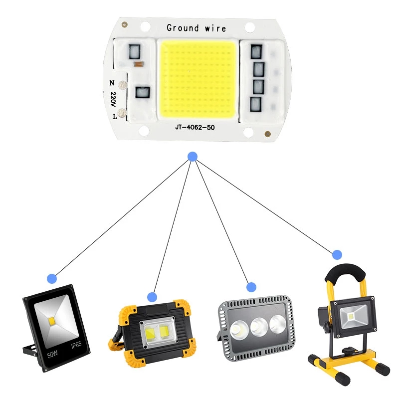 Chip bóng đèn LED COB 20W 30W 50W 110V 220V ánh sáng trắng/trắng ấm dùng để tự làm đèn pha chiếu sáng ngoài trời