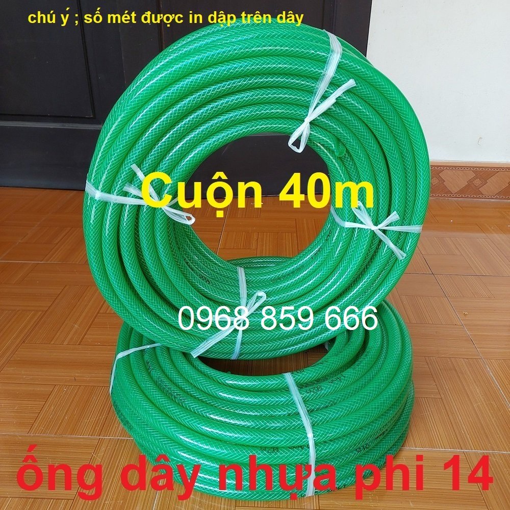 Cuộn 40m Ống nước nhựa dẻo màu xanh phi 14, dây lưới nhựa dẻo, dây rửa xe, tưới rau