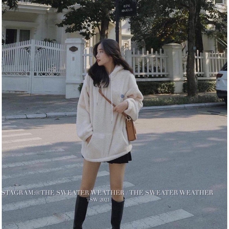 Áo hoodie lông thêu logo Nữ [ Freeship]🌸 Jacket from rộng có mũ Ullzang 🌸 | BigBuy360 - bigbuy360.vn