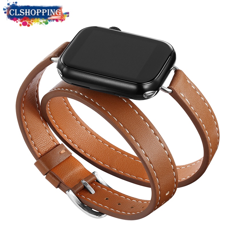 Dây Đeo Bằng Da Cho Đồng Hồ Thông Minh Apple Watch 45mm 42mm 44mm Series 7 6 Se 5 4 3 2 for Iwatch 6 38mm 40mm 41mm