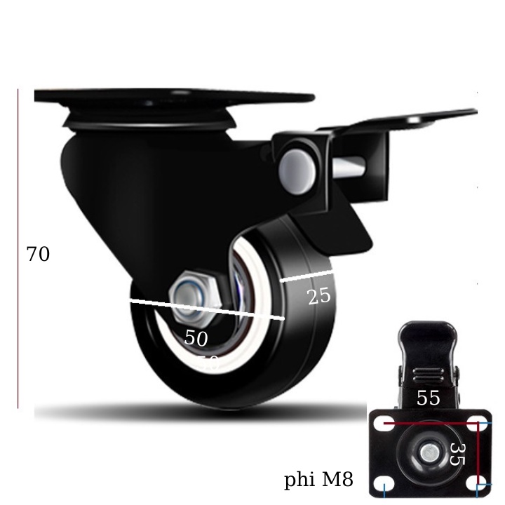 Combo 8 Bánh xe PVC cao cấp, bánh xe loa kẹo kéo cao cấp Nguyên Việt