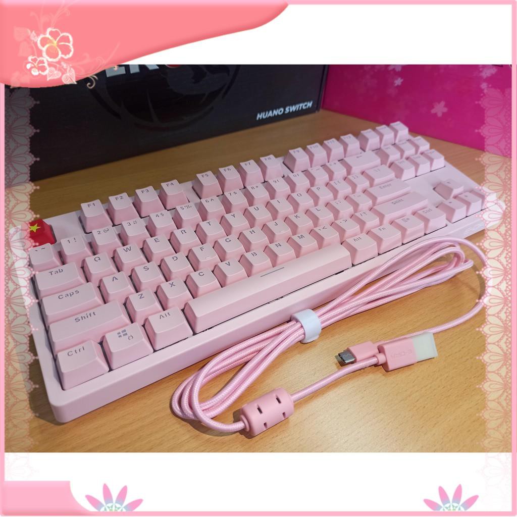 【Hàng sẵn sàng】 Bàn phím cơ E-Dra EK387 Dream Pink màu hồng cực chất, Huano Switch 2021, cable Type C tháo rời - Hàng ch