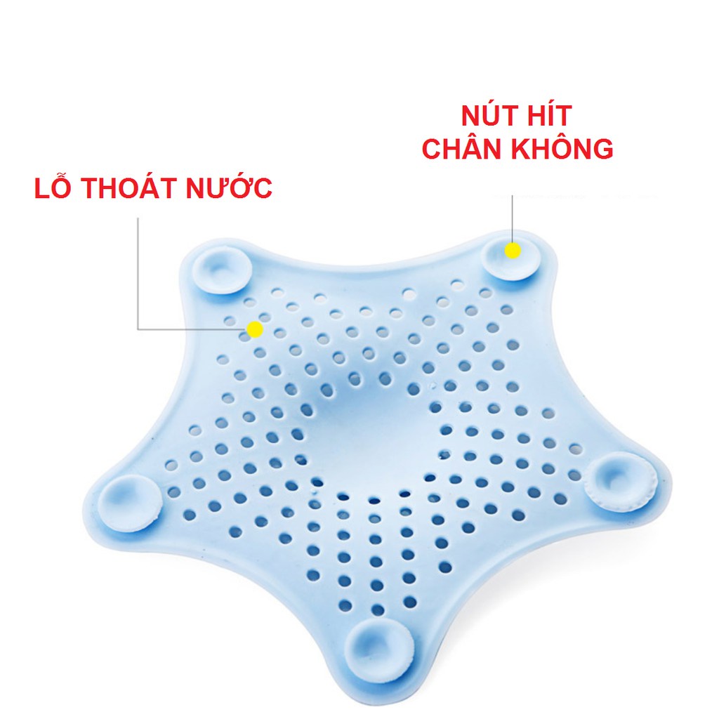 Tấm lọc rác silicon hút chân không bồn rửa chén hình ngôi sao.