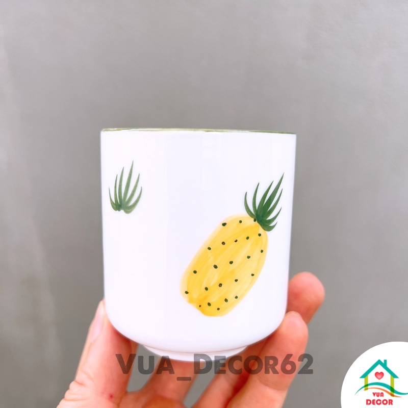 Bộ Bình đựng nước Gốm Sứ Bát Tràng có vòi, bình gốm 9 lit Hình Quả Dứa Decor Cực Xinh