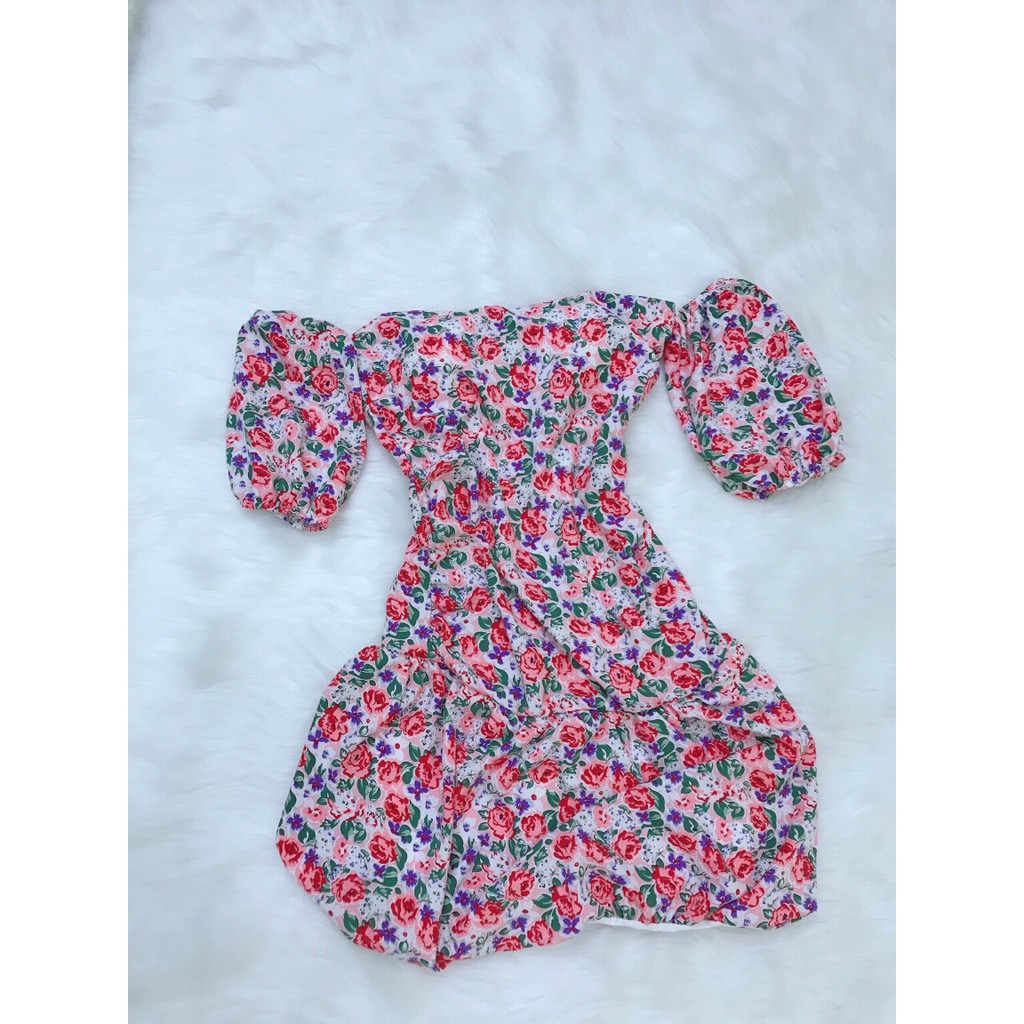 Đầm xòe tay phồng cúp ngực họa tiết hoa có mút ngực | BigBuy360 - bigbuy360.vn