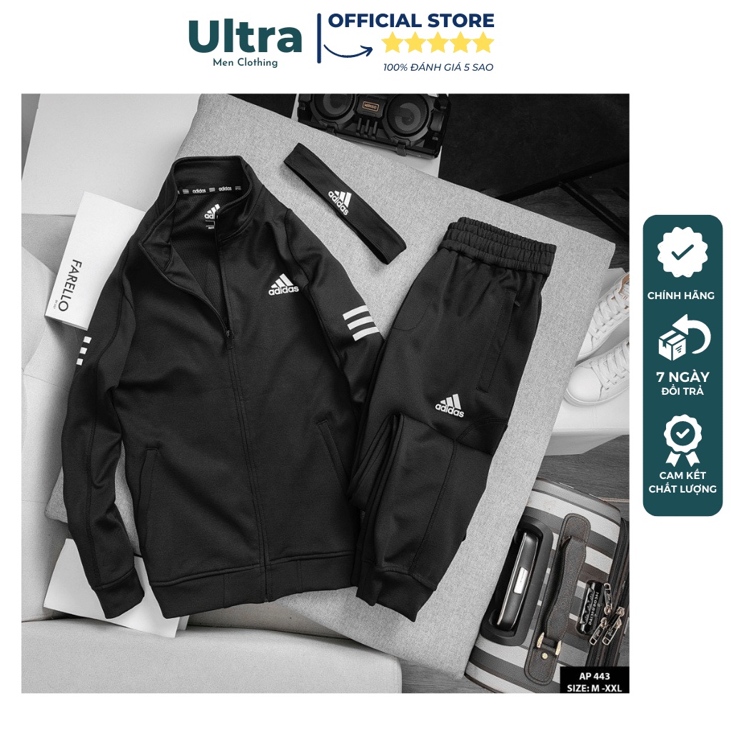 Bộ thể thao nam Adidas dài tay thu đông cao cấp Hàng loại 1 Ultra Men TM-07 Đồ bộ thu đông dày dặn chuẩn form 2022