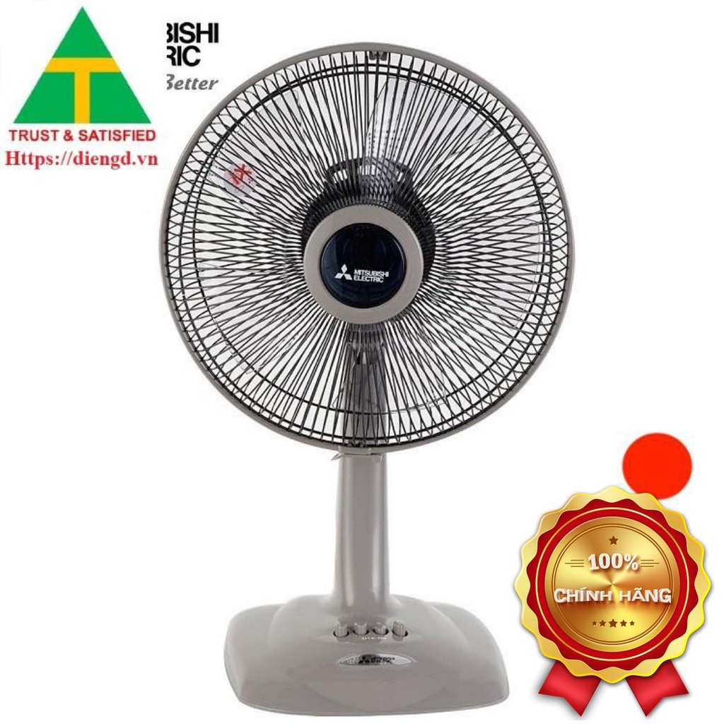 Quạt bàn MITSUBISHI D12-GV/ GA ( xám - đỏ ) 38W cao cấp Made in Thailand - BH 12 tháng chính hãng
