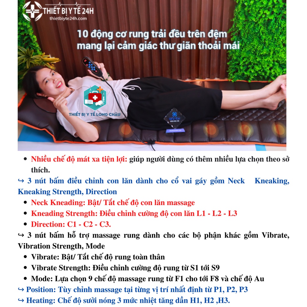 Đệm Mát Xa - Đệm Massage Toàn Thân, Hỗ Trợ Giảm Đau Cơ Bắp, 16 Bi Hồng Ngoại, Sưởi Ấm Hồng Ngoại, Túi Khí Giảm Đau Lưng