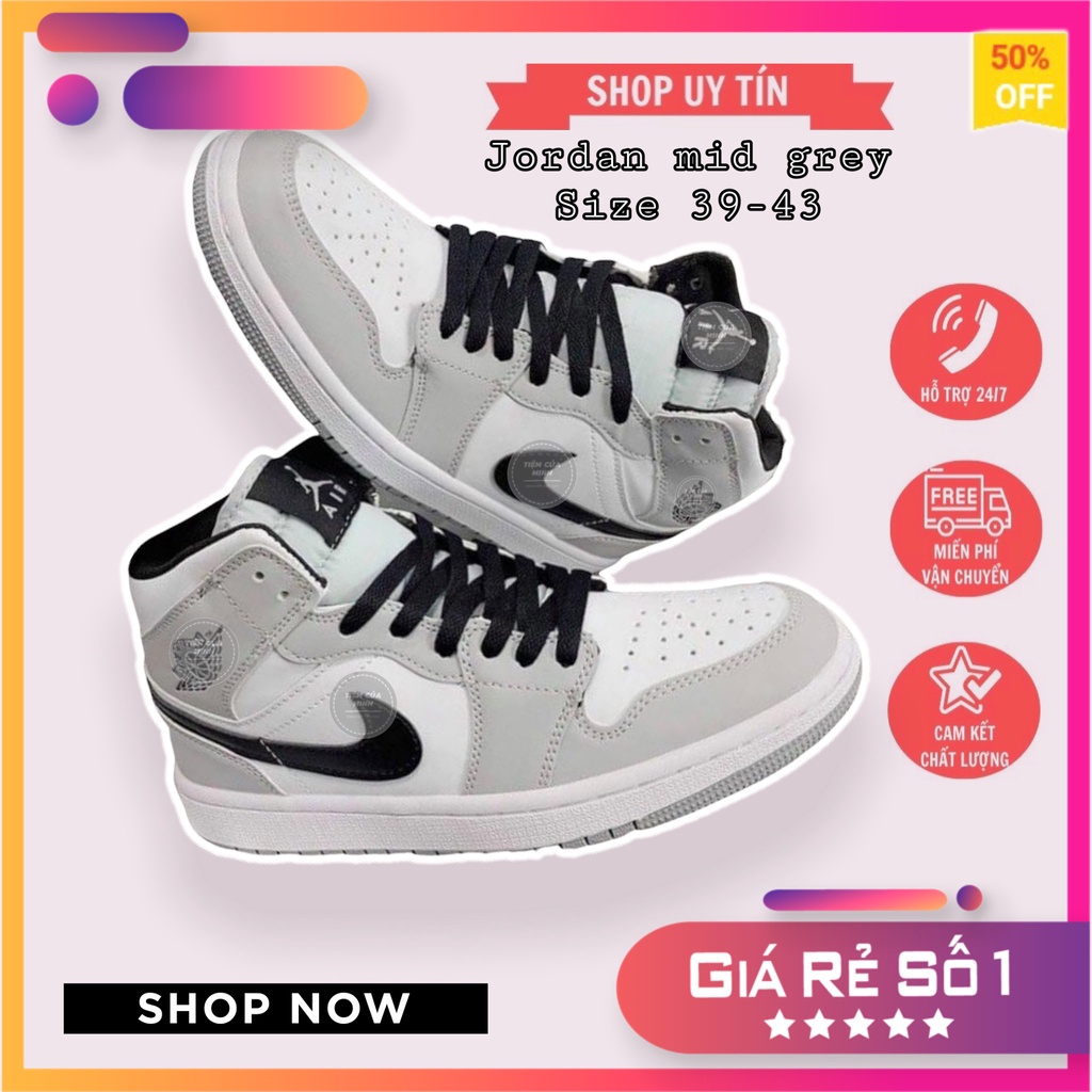 giày thể thao cổ mid xám khói phù hợp mọi outfit thời trang 4 mùa cho nam nữ mẫu sang xịn mịn