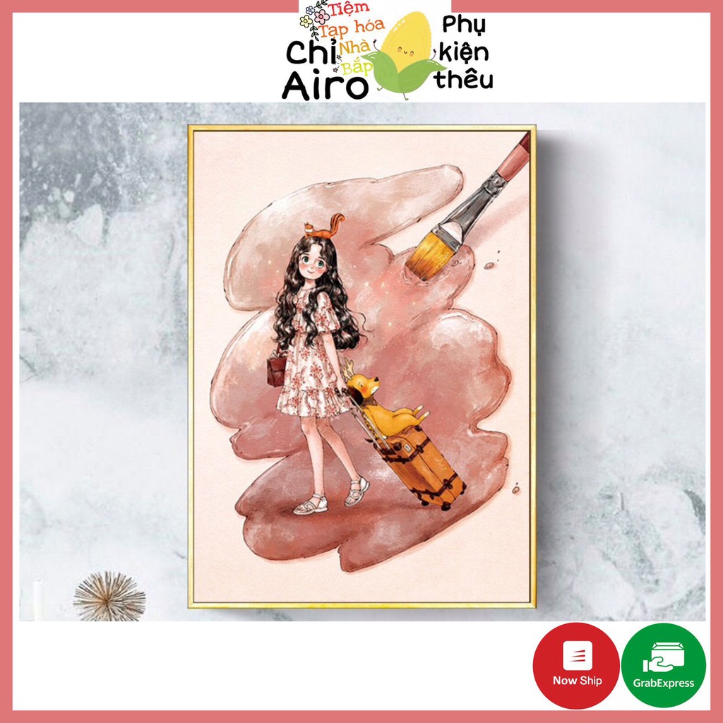 Tranh Thêu Chữ Thập Forest Girl Dreamy Pink