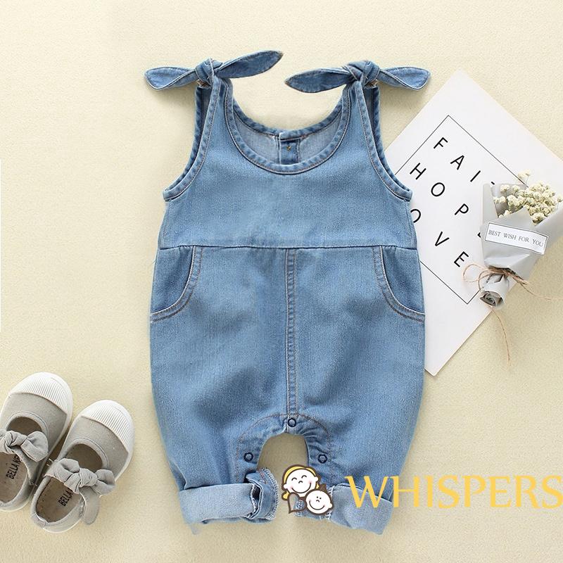 Áo liền quần vải jean không tay dành cho bé