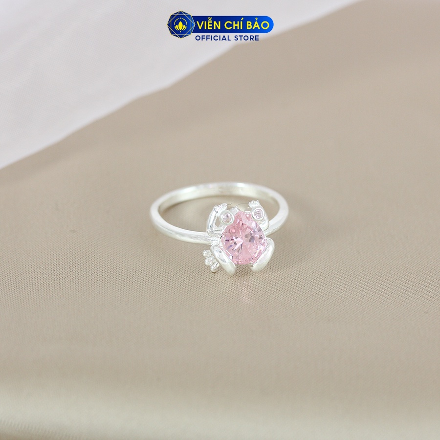 Nhẫn bạc nữ cóc đính đá nhiều màu chất liệu bạc 925 thời trang phụ kiện trang sức Viễn Chí Bảo N400757